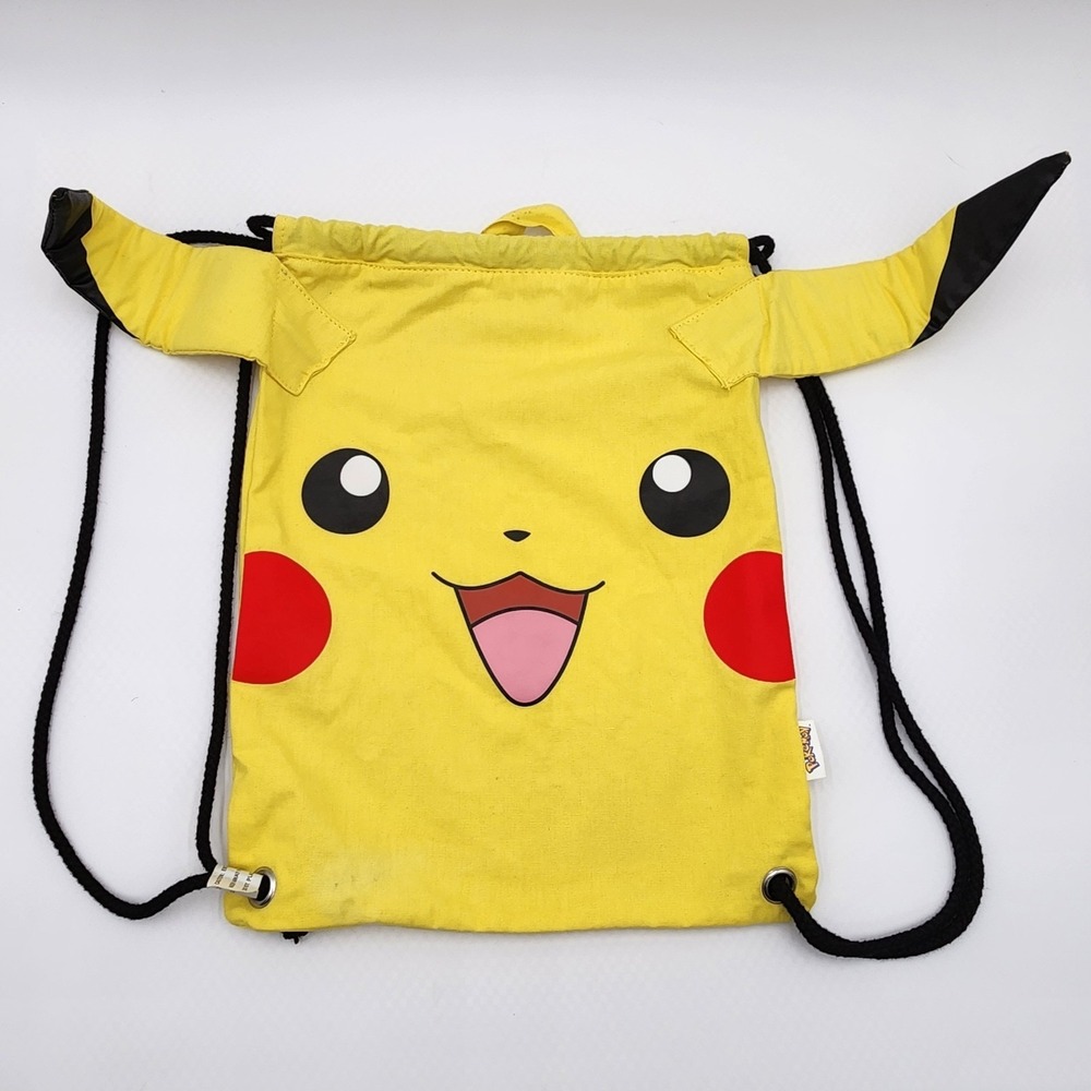 Pokemon Pikachu Drawstring Backpack Bag 2011 Nintendo Yellow Character Sack